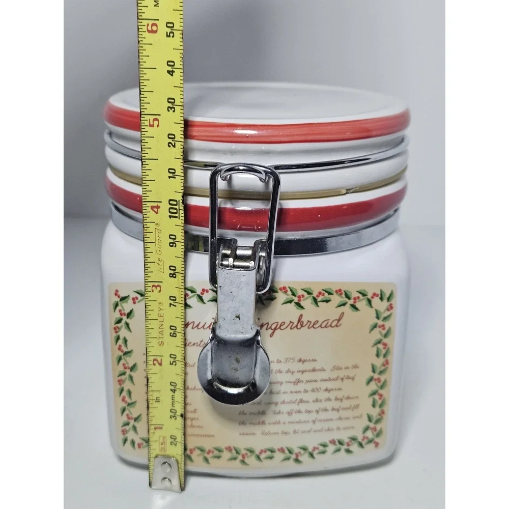 Gingerbread Recipe Ceramic Canister Jar Airtight Locking Lid Vintage 5